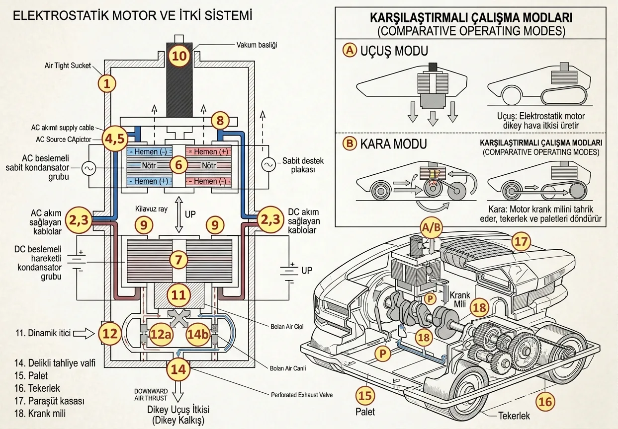 Figure 3 — track-wheel arrangement, sport body with twin electrostatic motors (side view)